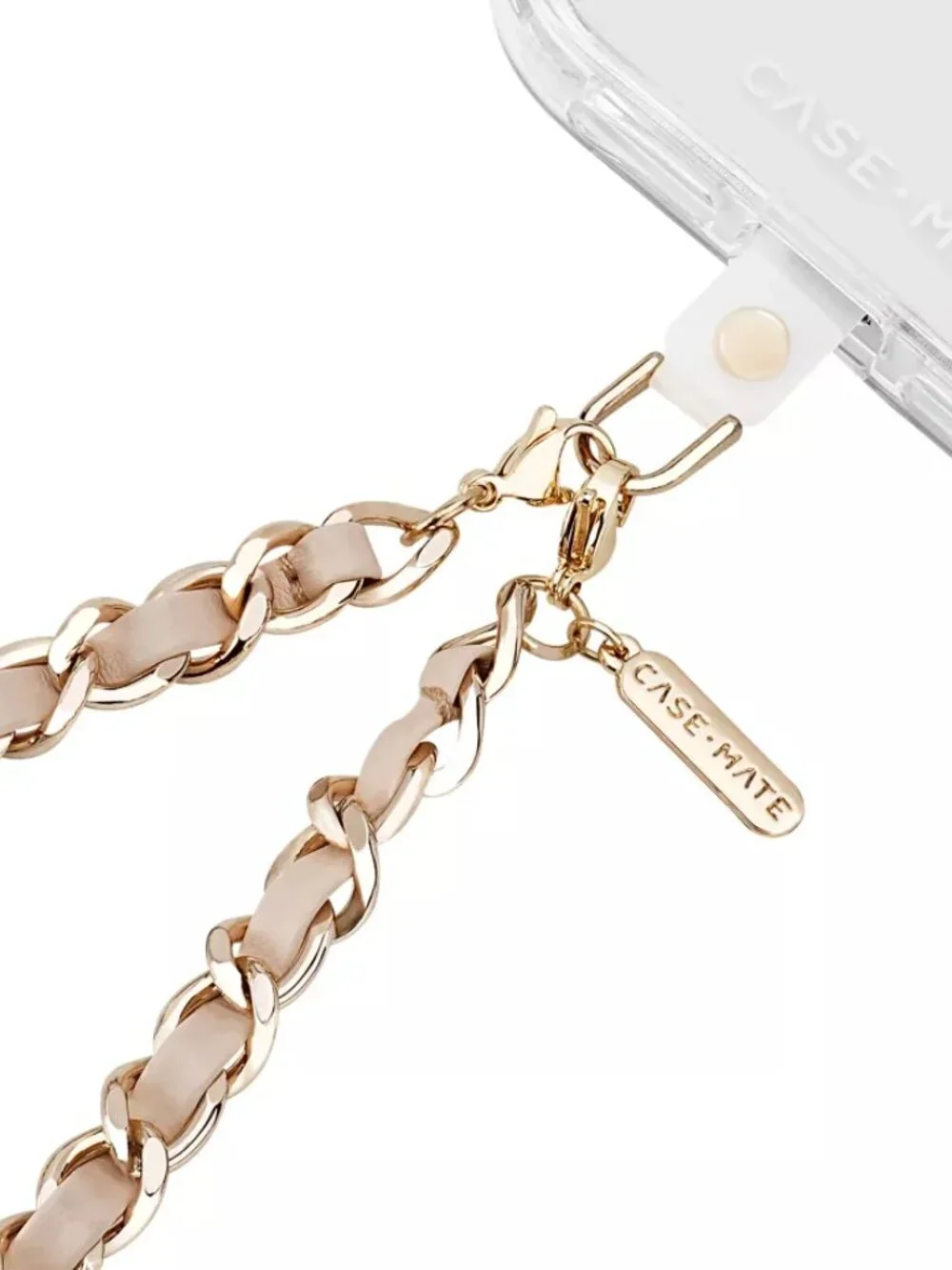 NWT Case-Mate Phone Charm Wristlet- Gold Chain with Taupe Leather